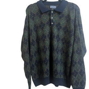 Jantzen Men's Blue and Green Argyle Sweater